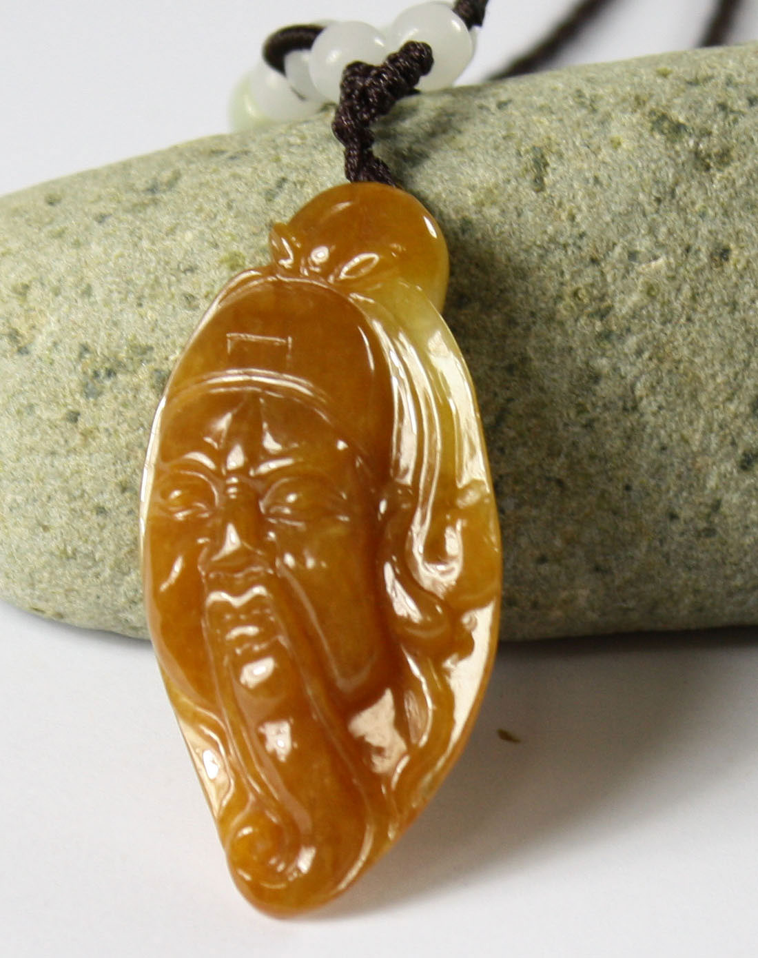 a货天然黄翡翡翠关公吊坠-武威天下(附证书赠编绳)