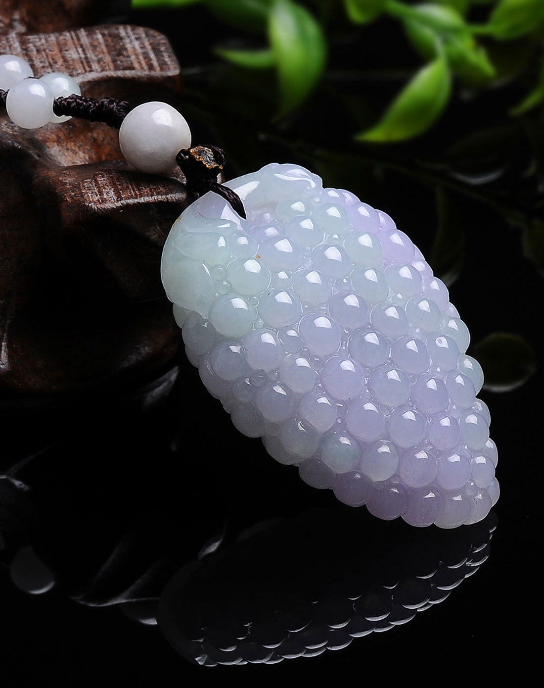 春带彩天然翡翠a货葡萄吊坠-百子千孙(赠编绳附证书)