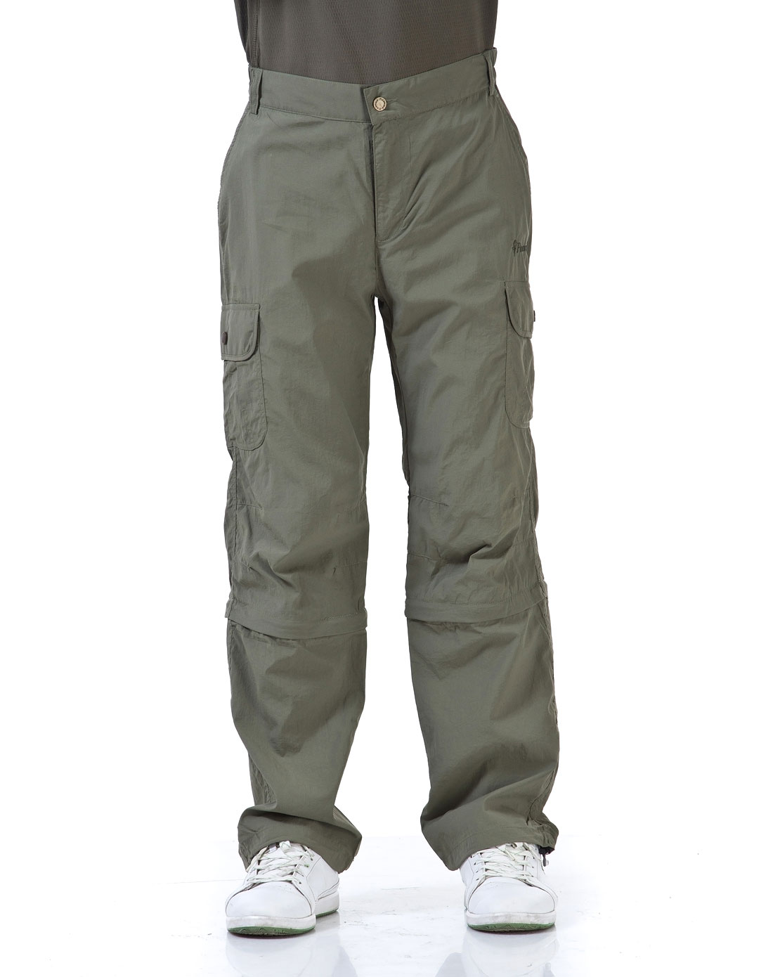 男款灰橄榄色七分甩腿速干长裤