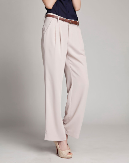 麦茶色百搭通勤阔腿休闲长裤