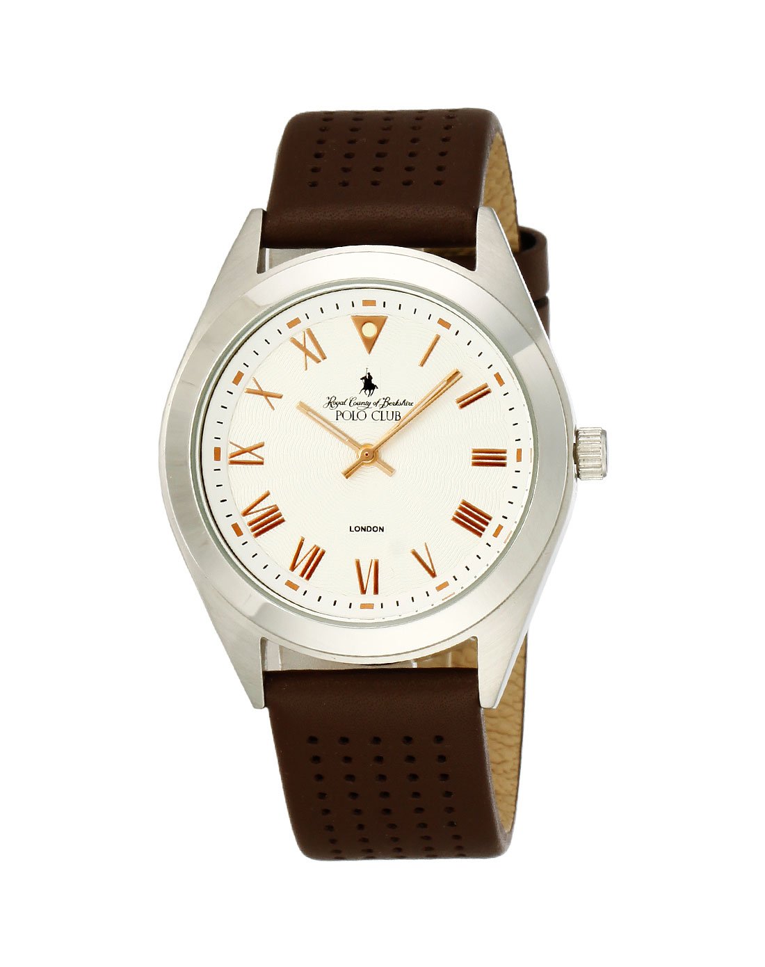 中性白/啡色小孔圆形时尚手表