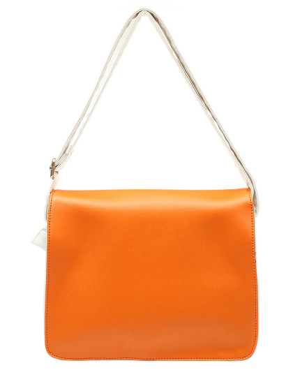 橙色撞色单肩包