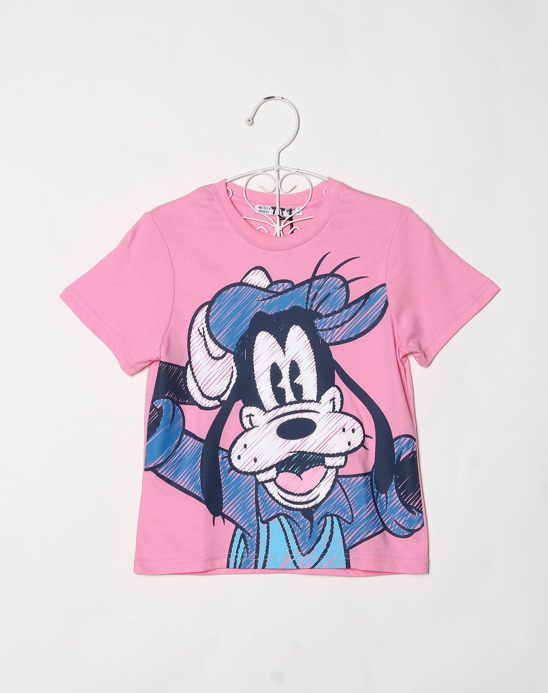 迪士尼disney男女童装男童卡通印花图案粉色圆领短袖t恤df12gb0704pp