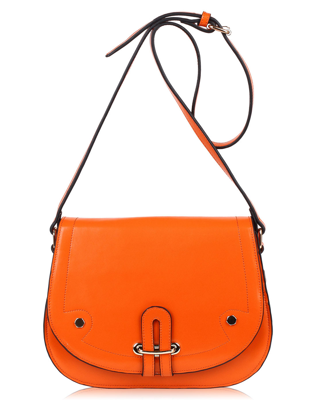 女款橙色牛皮斜背包