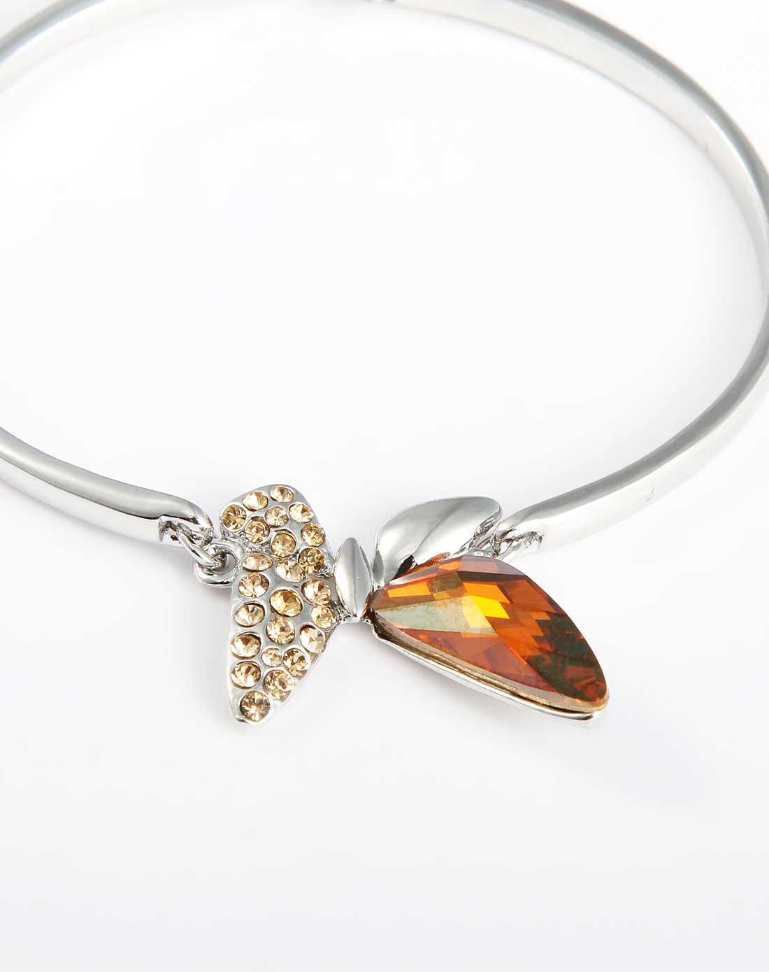 桔/银色蝴蝶型水钻手镯