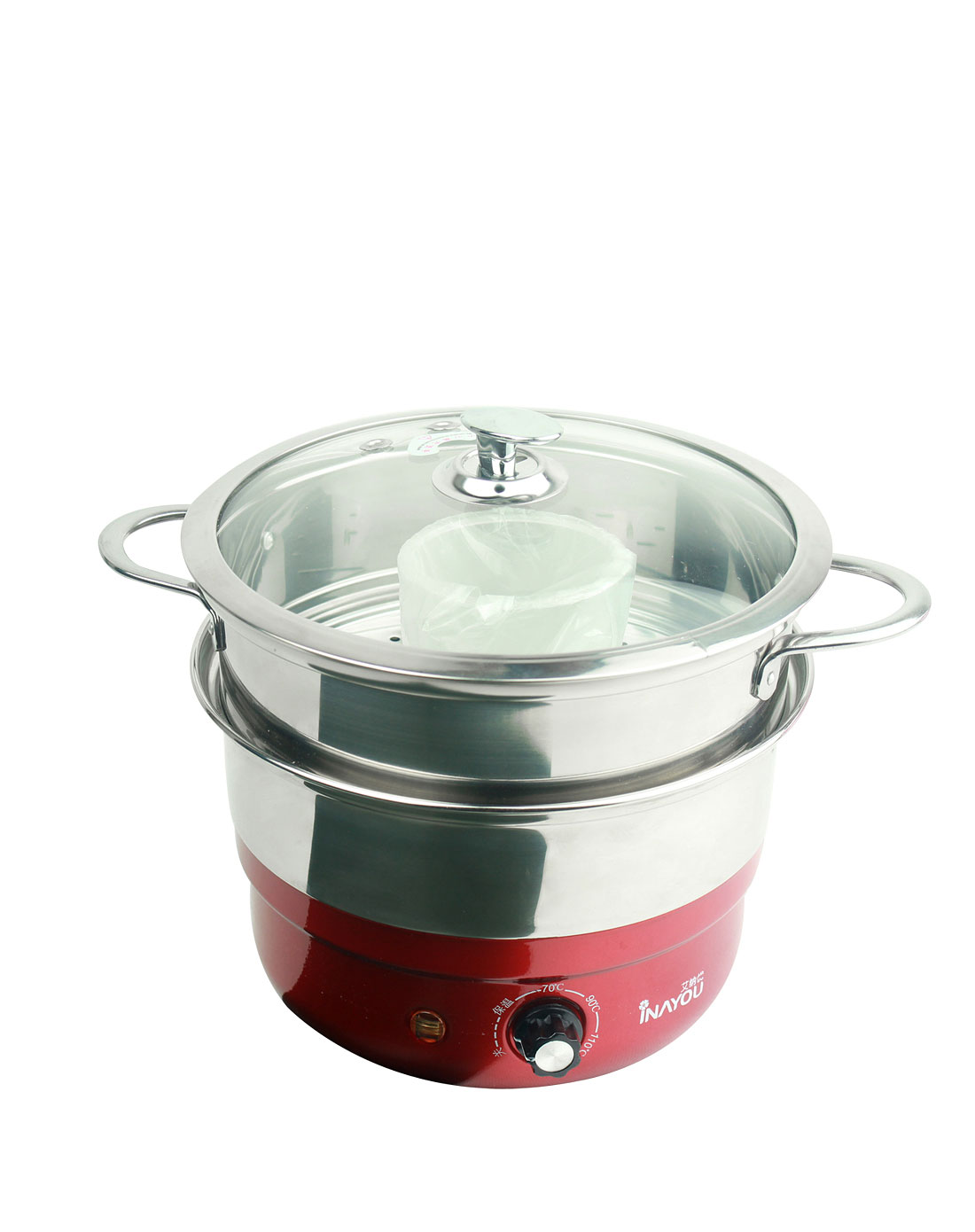 艾纳优 双层单身贵族多用锅(红色)