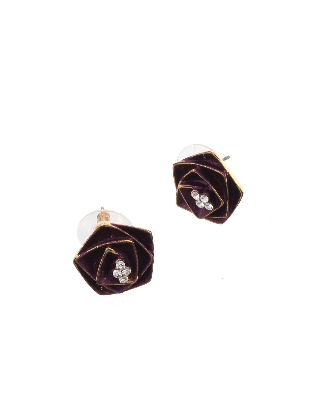 几何牡丹紫银色水晶耳环