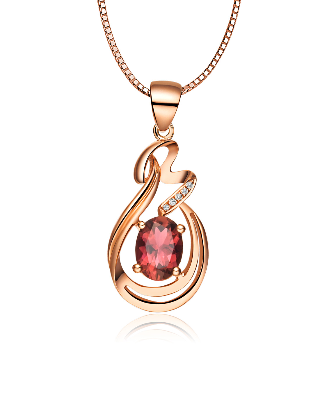 18k金碧玺钻石吊坠