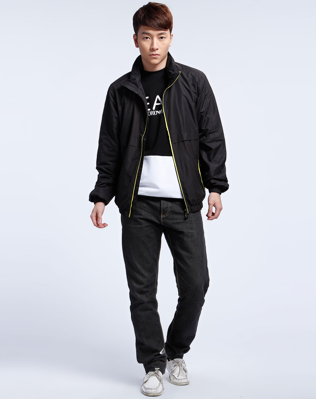 armani ea7 男款黑色休闲拉链长袖外套
