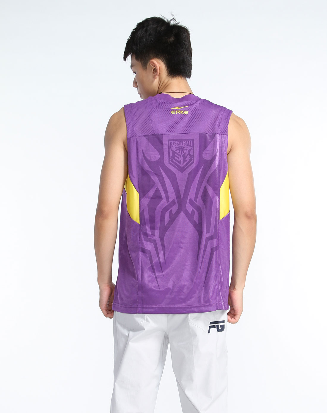 男款紫色篮球系列运动v领篮球背心
