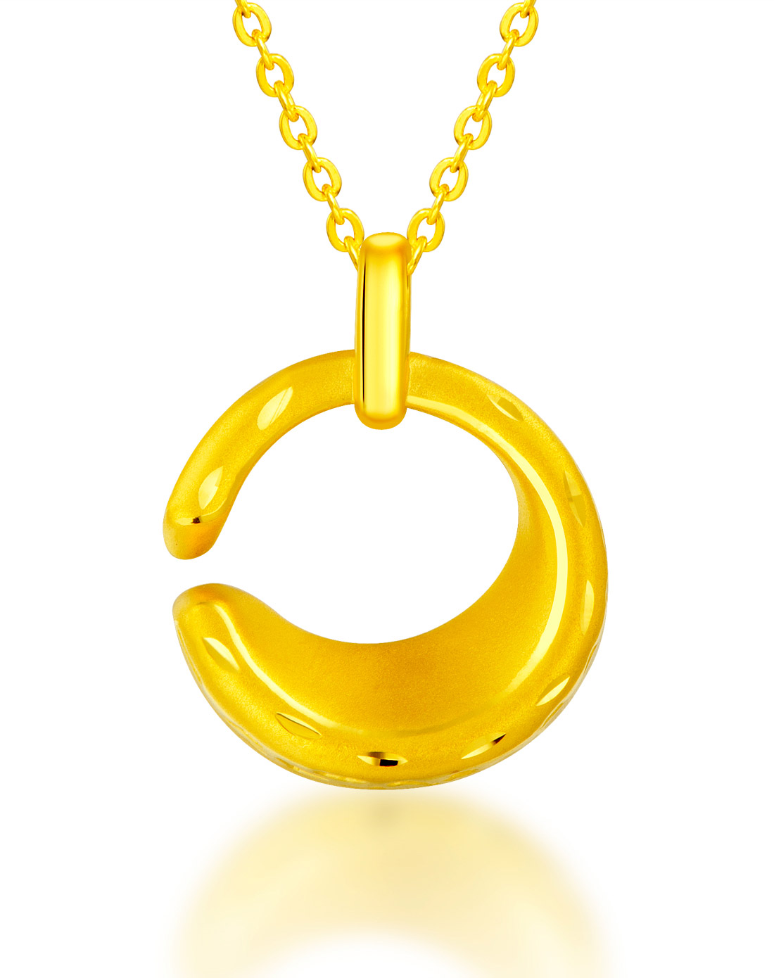 六福珠宝lukfook jewellery专场-立体月亮足金吊坠