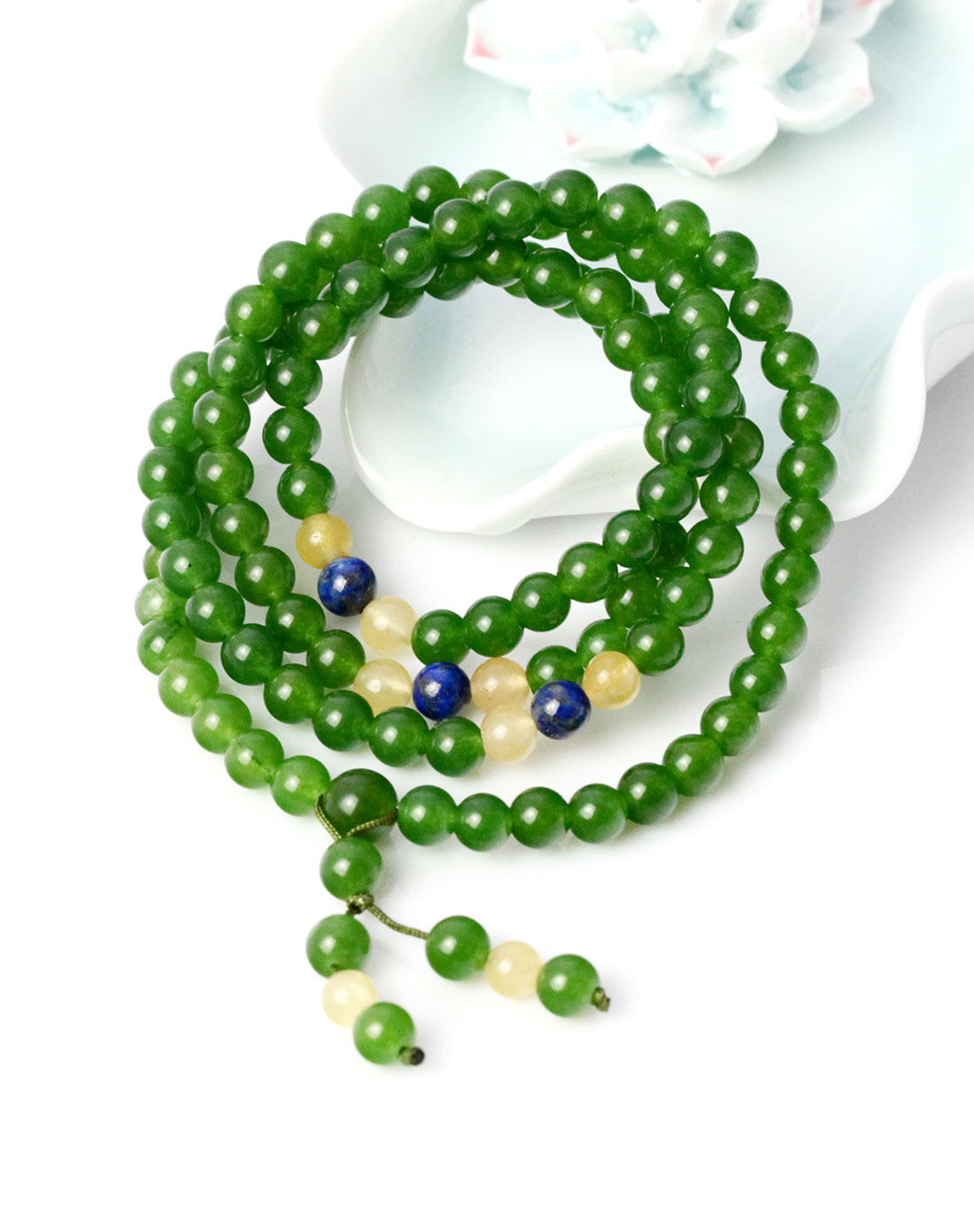 女款碧玉玛瑙108颗佛珠手串(附证书)