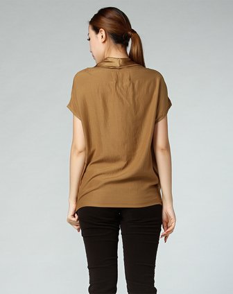 金咖啡色荷叶边时尚短袖衬衫