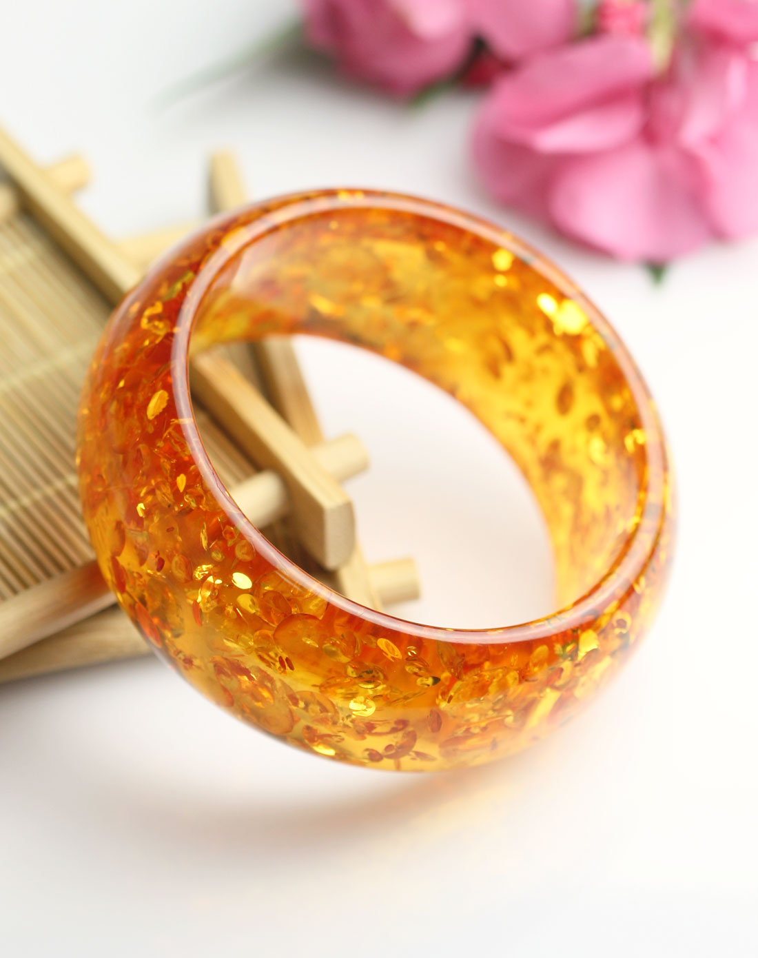 花色人工琥珀花珀手镯