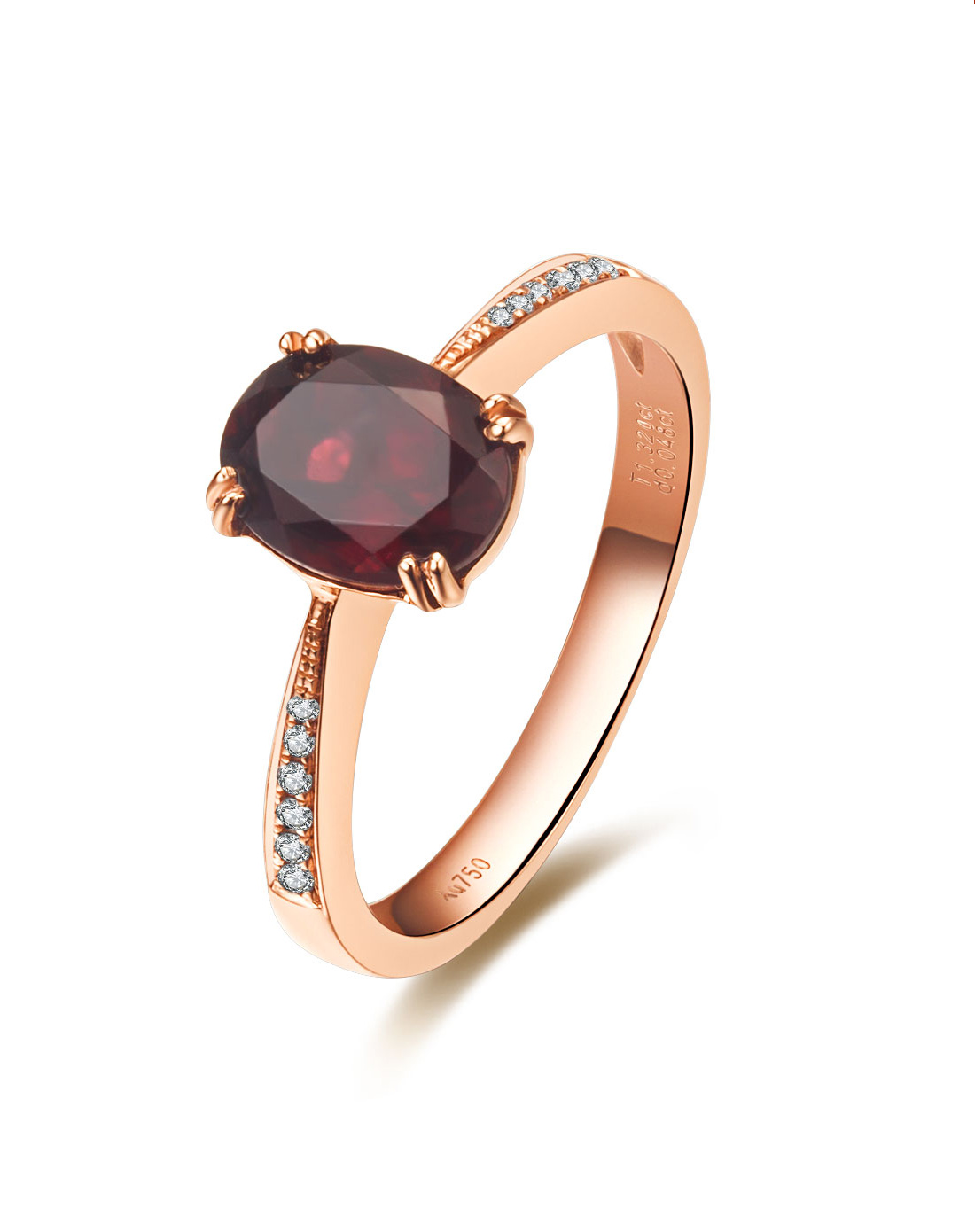 18k玫瑰金1.3克拉天然碧玺钻石戒指-倾世皇妃(送金箔玫瑰)