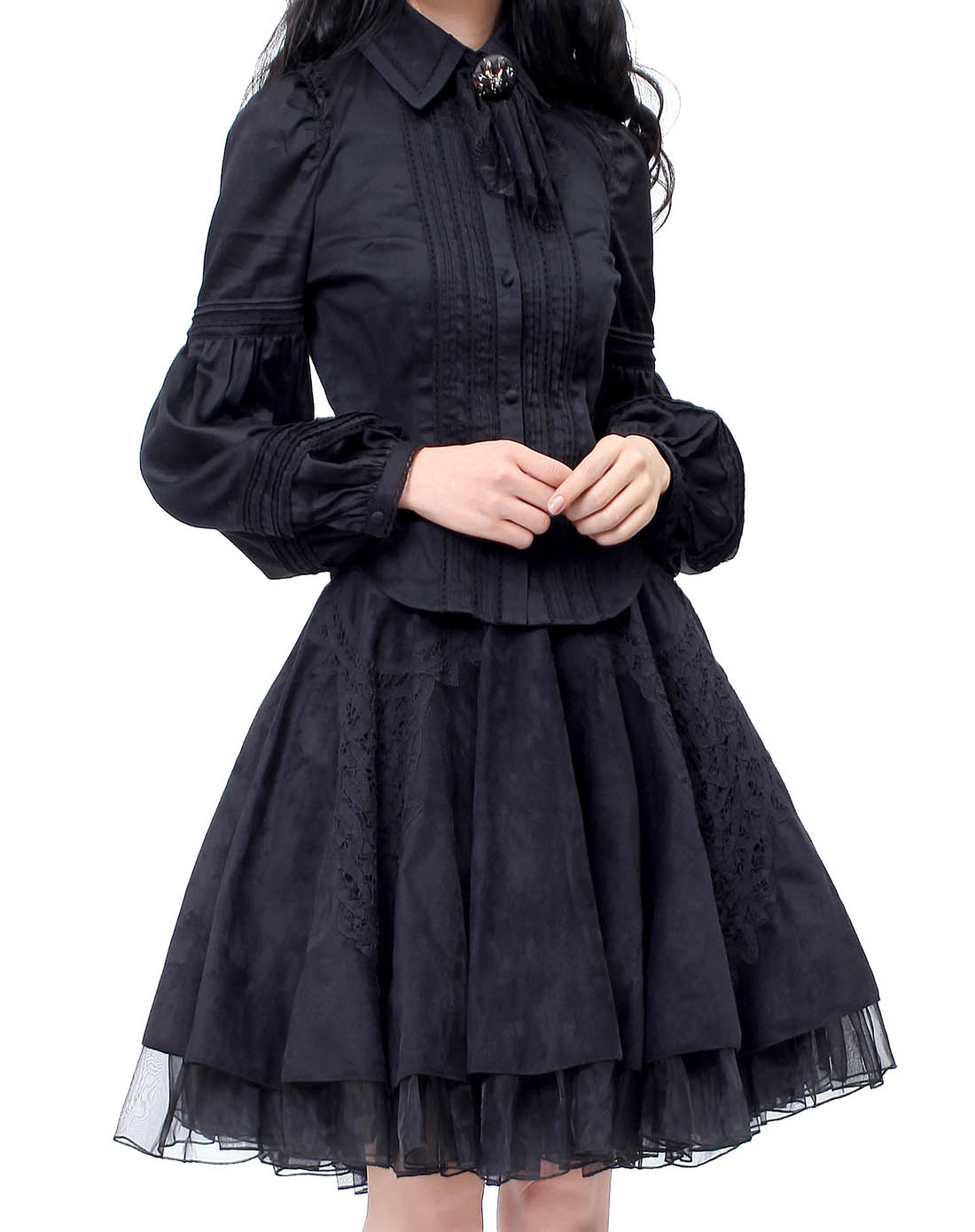 赫本复古宫廷袖高端贡缎衬衫