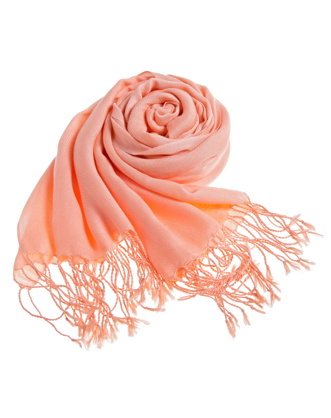 浅粉橙色淑女流苏围巾