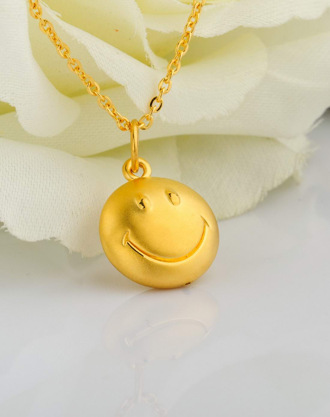 smiley-微笑.延续 3d硬足金/黄金吊坠(定价)