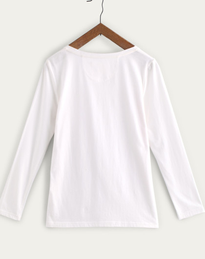 白色横条休闲长袖t恤