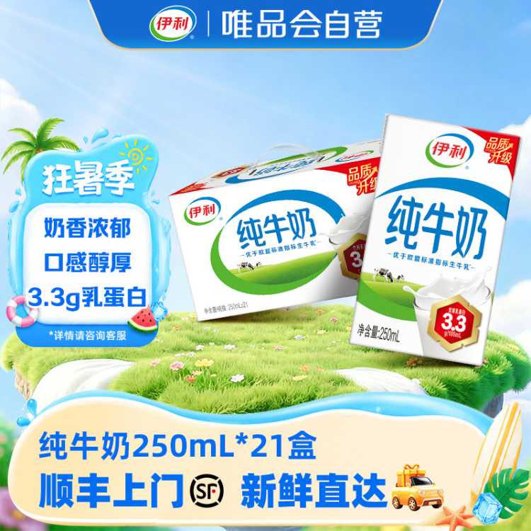 伊利yili 伊利纯牛奶250ml*21盒 7-8月产 中秋礼