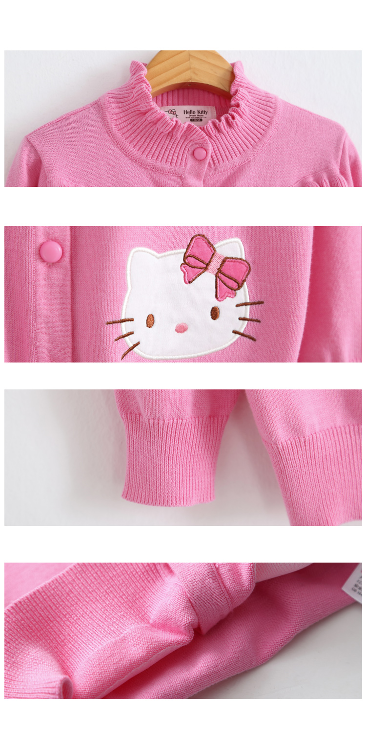 hello kitty女童深粉红色线织开衫k753029a01_唯品会
