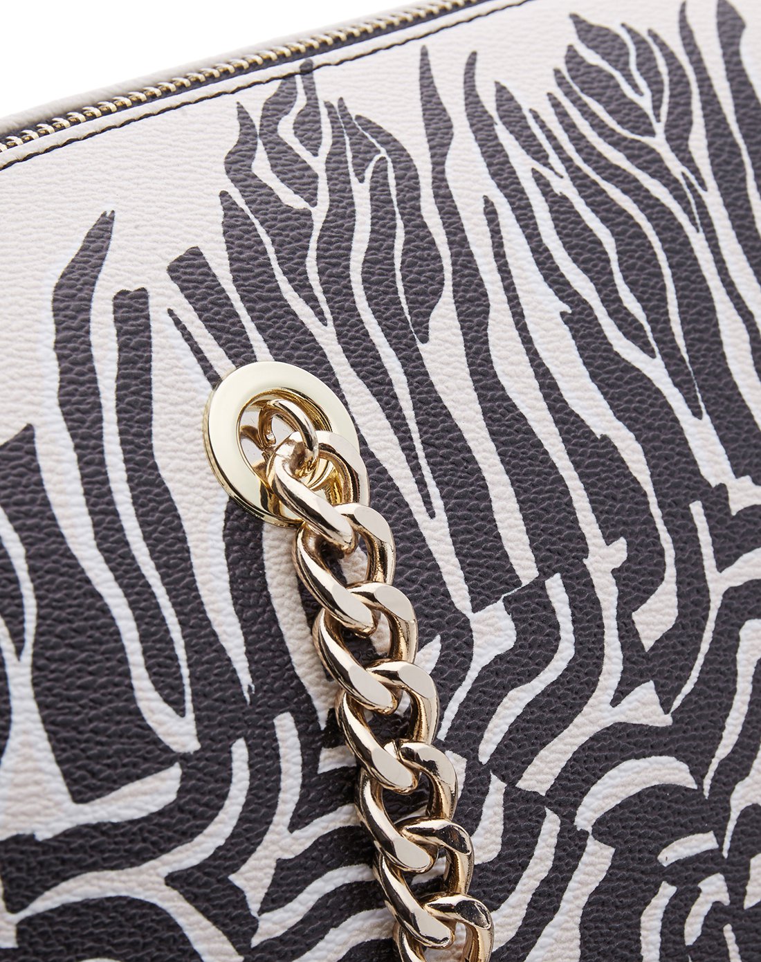 cavalli class 意式迷人 米兰街拍典范女款斑马纹链条手提包黑/米色c