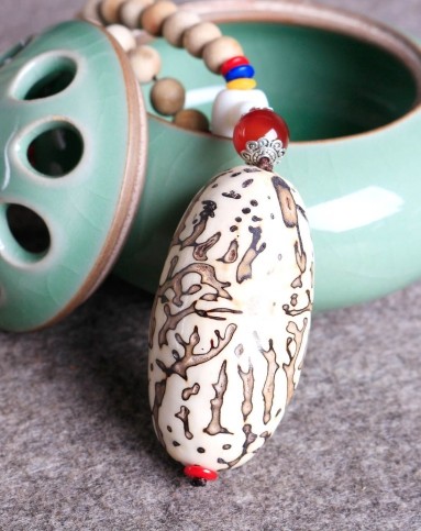 > 金丝楠 千眼菩提吊坠 观音