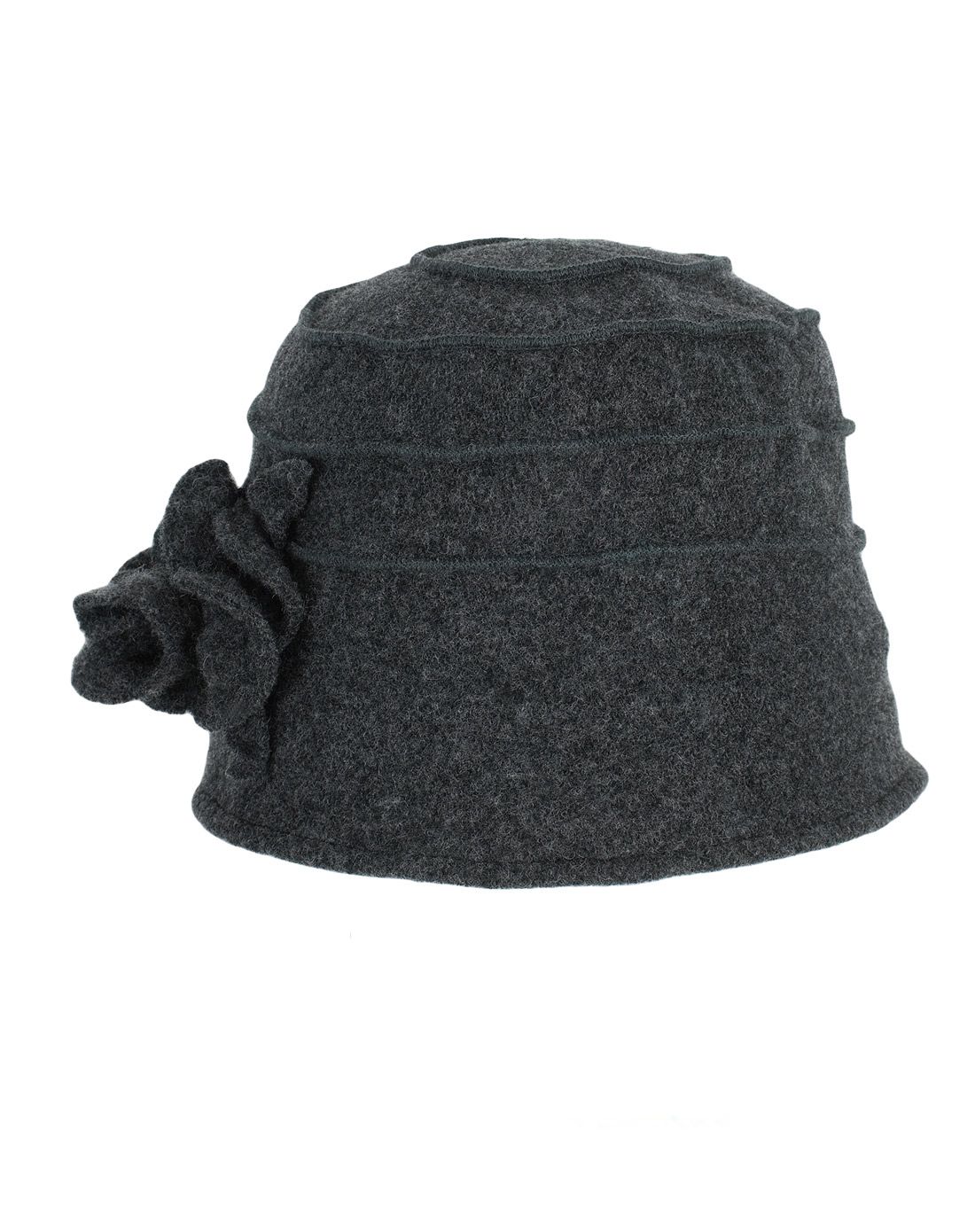 灰色优雅花朵羊毛毡帽