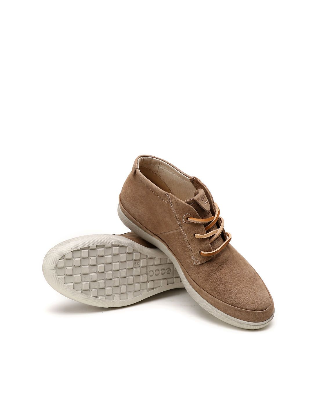 女款驼色简约都市系带高帮鞋