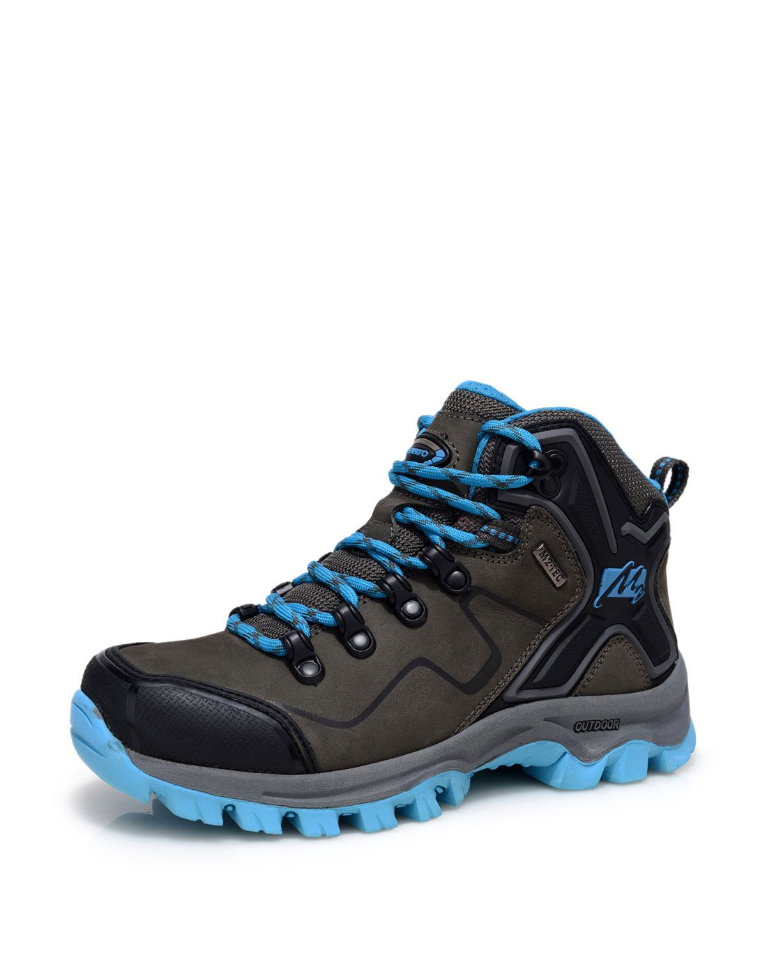 女款深灰/月色高帮防滑户外登山鞋