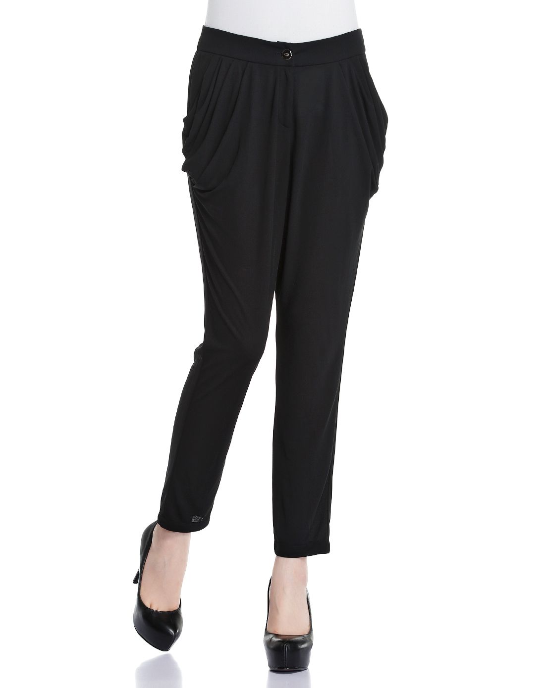 歌蒂诗guetes黑色舒适修身休闲裤2e1010132b0601_唯品会