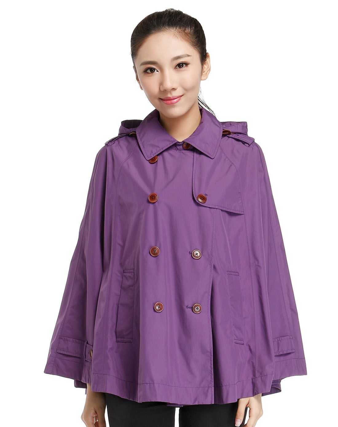 防风轻便 女款紫色连帽斗篷