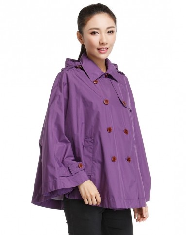 防风轻便 女款紫色连帽斗篷
