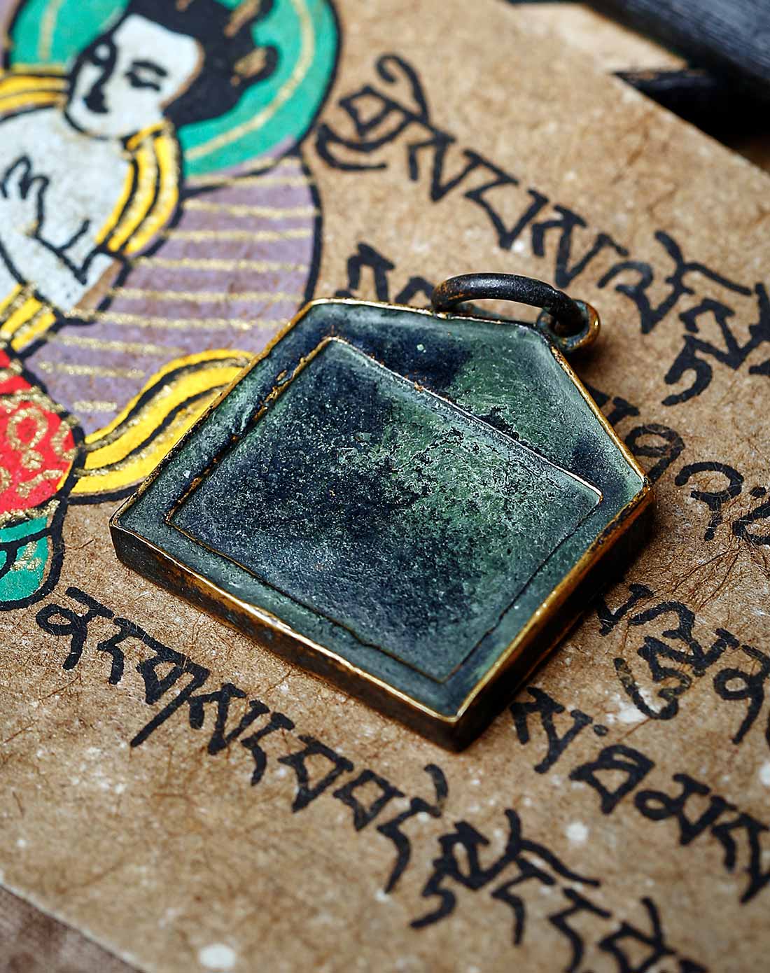 印度.收藏品古物件纯铜制双佛牌