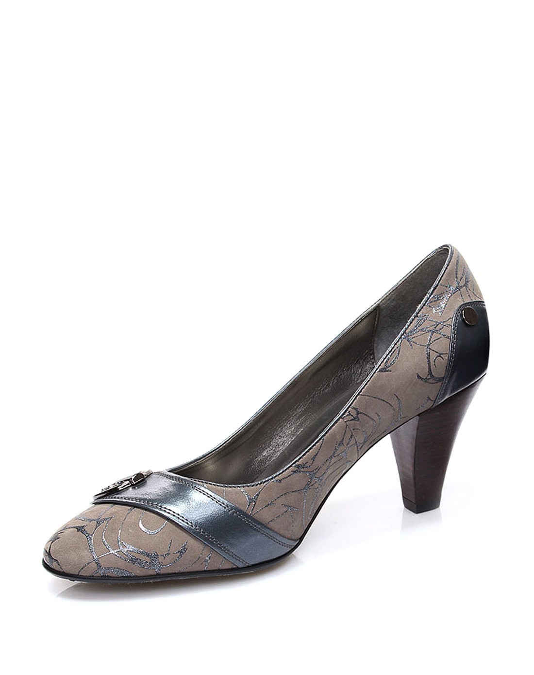 莱斯佩斯laspampas&igi&co混合灰色牛皮简约饰扣高跟单鞋a113261-92