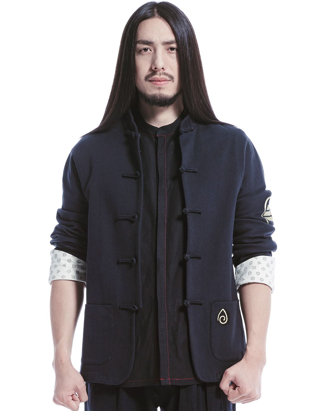 男士玄色复古民族风休闲唐装汉服