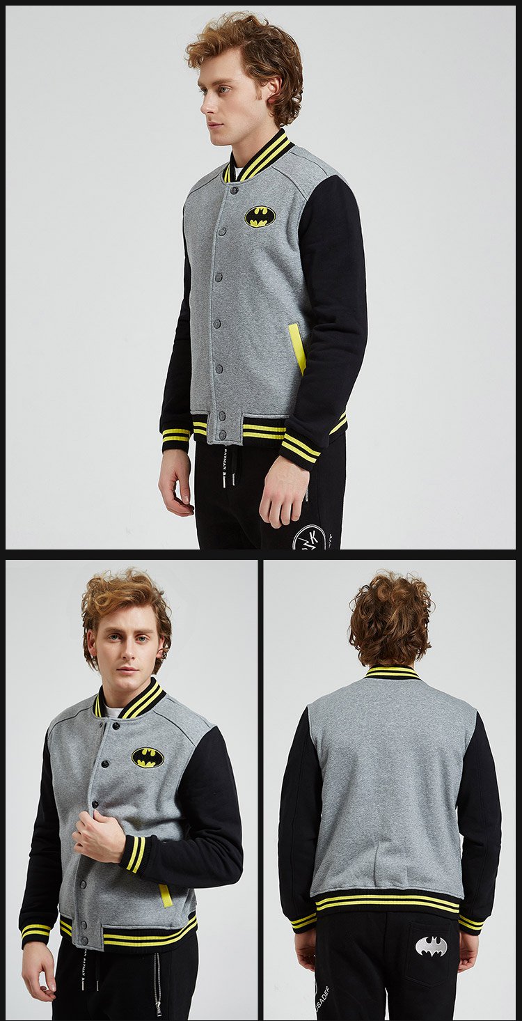 蝙蝠侠/batman系列 男士棒球服 撞色开衫卫衣 品牌名称: dc comics