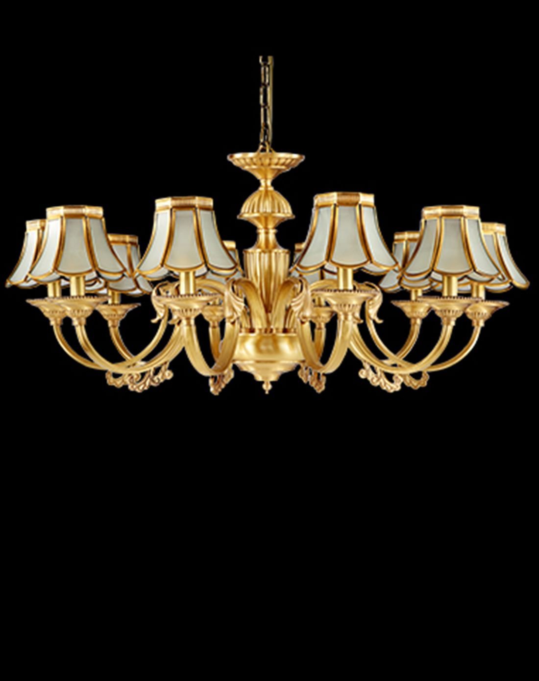 10头欧式复古全铜吊灯