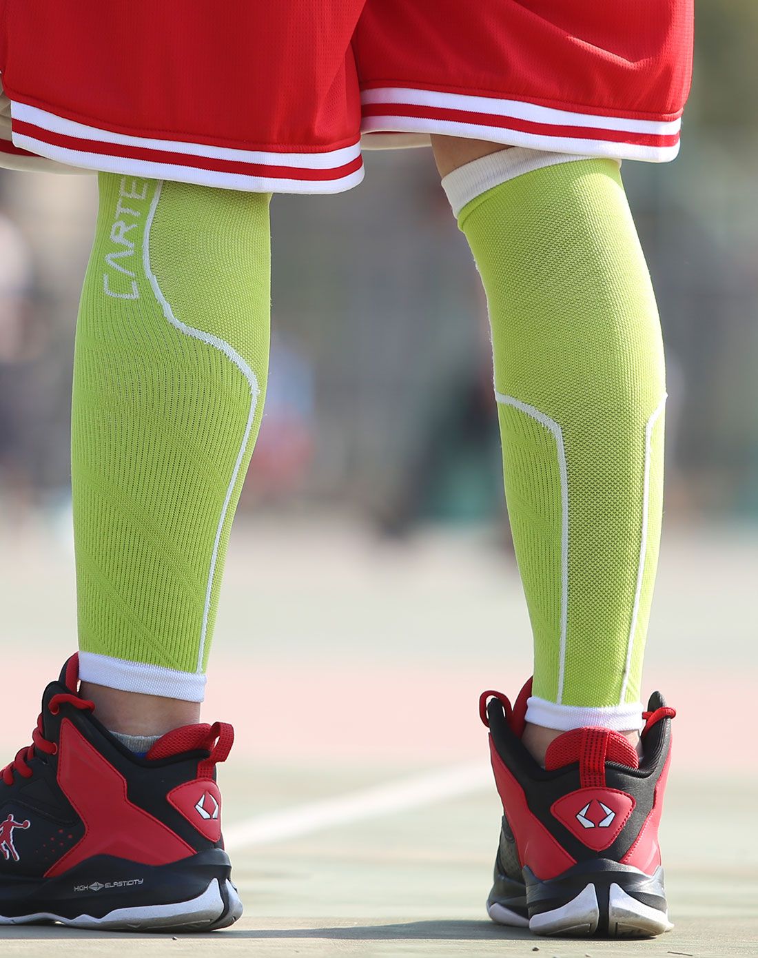 男士荧光绿夜跑运动护腿