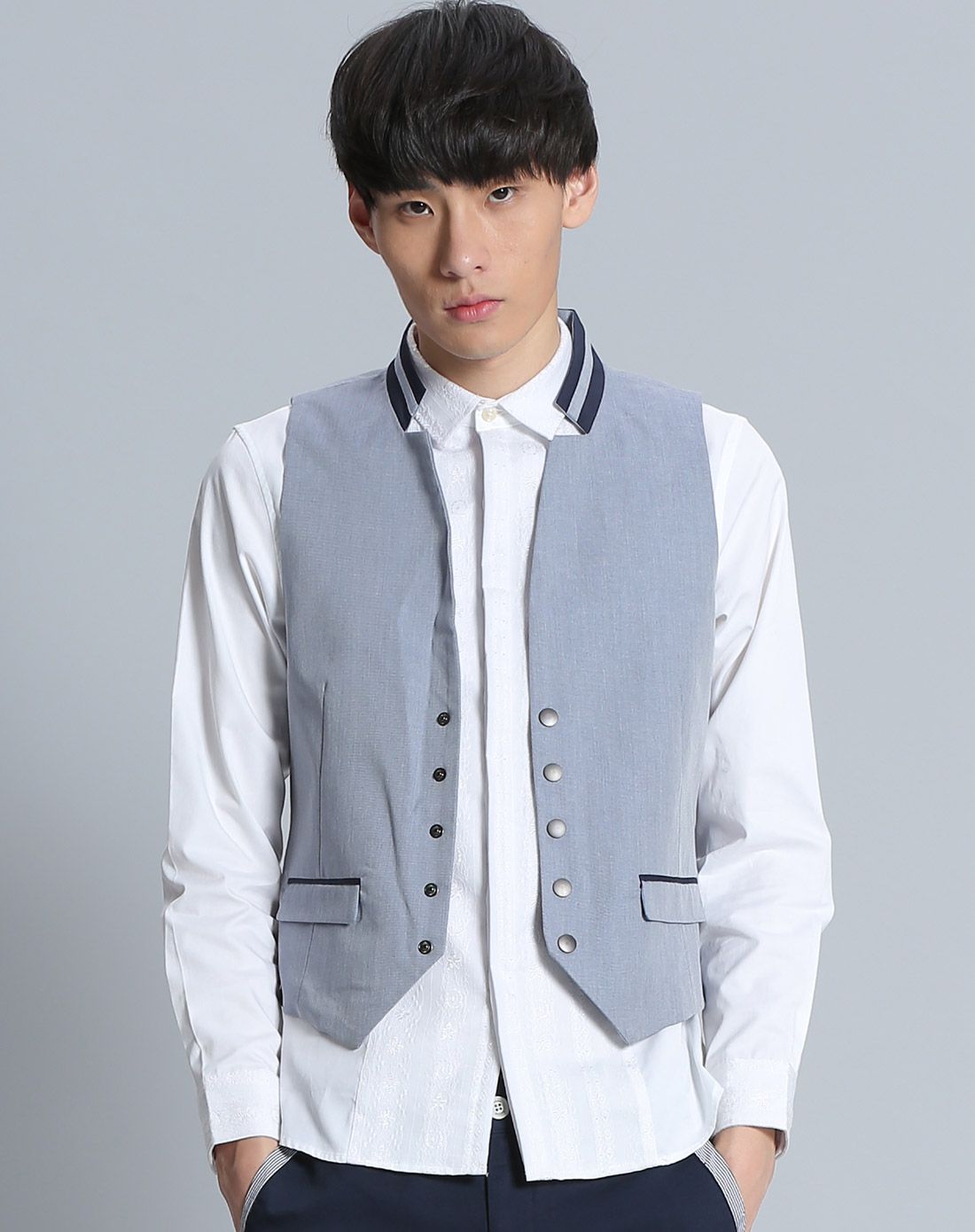 藏蓝色男装马甲