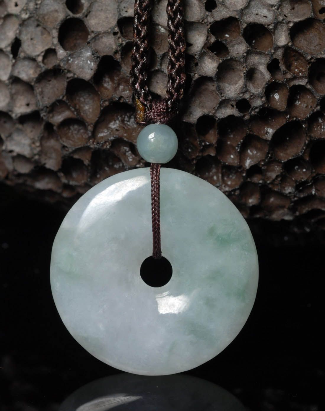 天然a货翡翠豆种飘花平安扣吊坠(附证书)