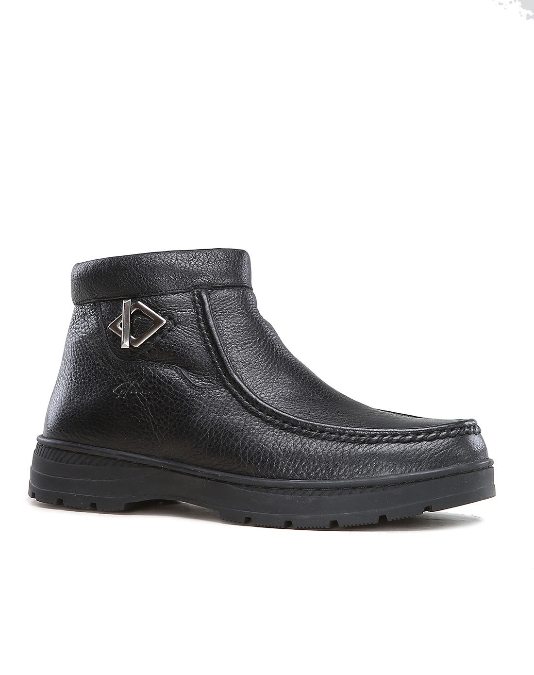 黑色牛皮保暖棉靴