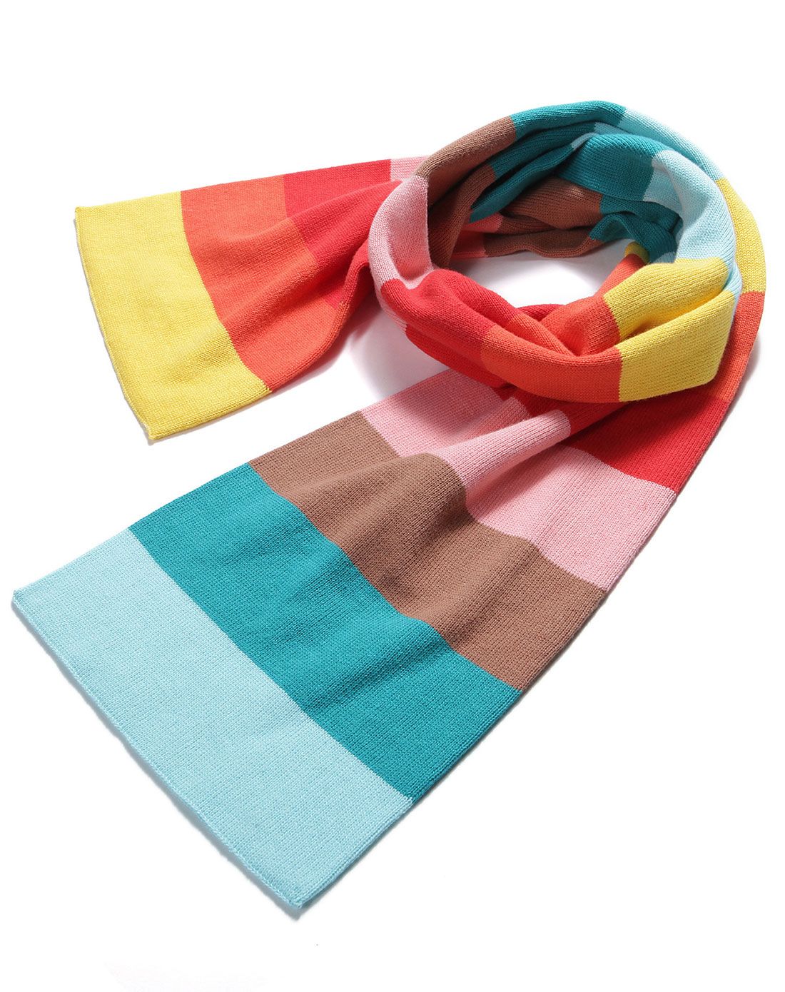 女童彩虹色靓丽多彩条纹围巾