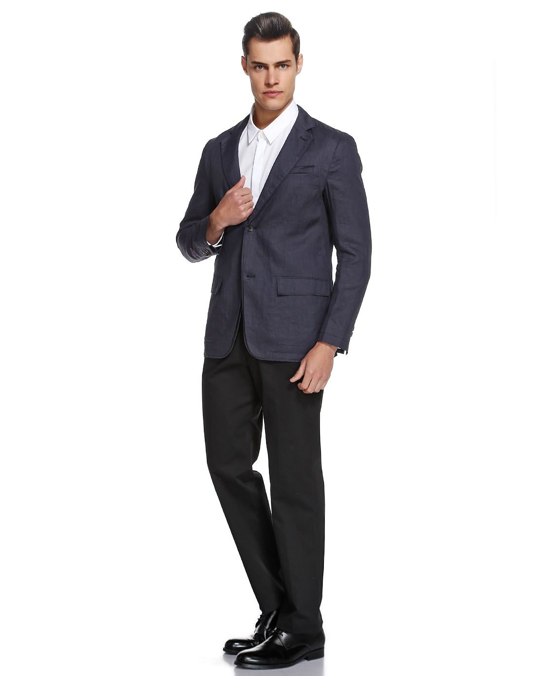 深蓝灰色休闲百搭长袖西服