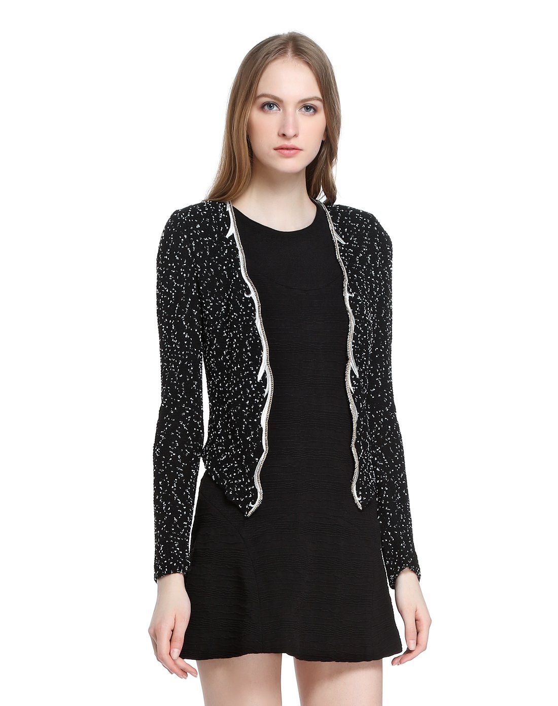 pesaro女装专场 门襟绣花时尚长袖针织衫