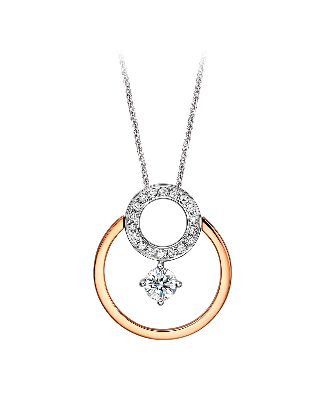 金至尊 18k金玫瑰金钻石吊坠(定价/不含链)