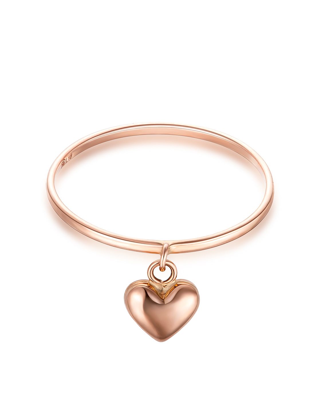 18k金玫瑰色心形戒指0.77克