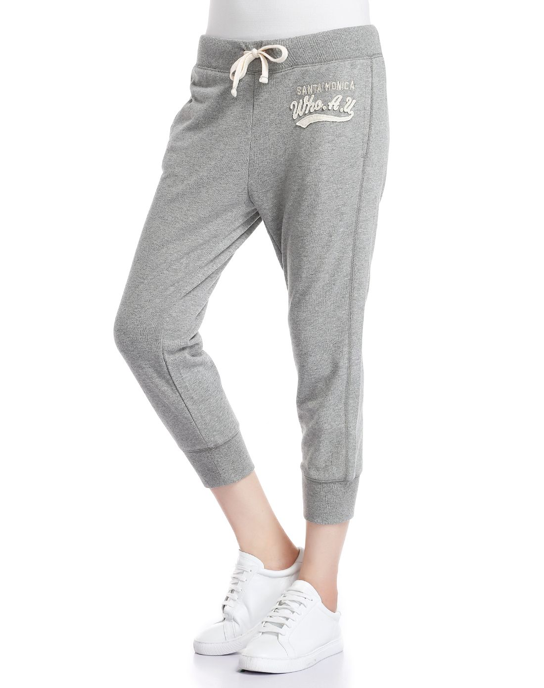 女款麻灰色运动舒适休闲裤子