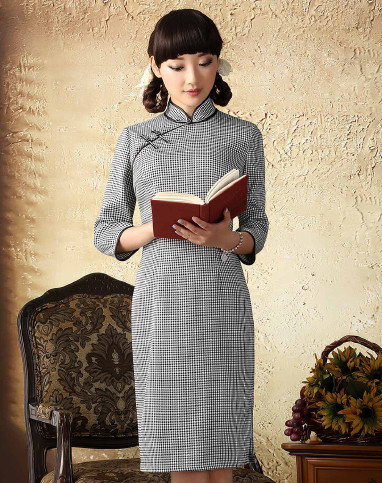 逸红颜e-beauty女装专场 素笺 中袖旗袍裙