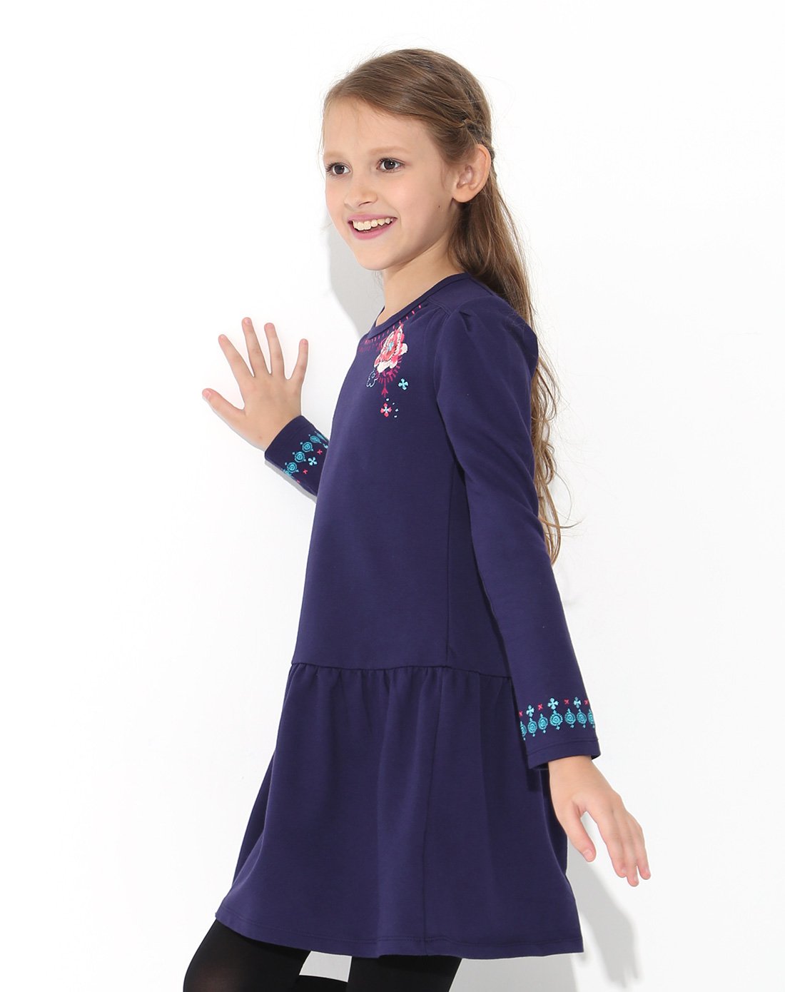 法国lcdp(petits)高端童装服饰专场petits 女童长袖连衣裙女宝蓝adr15